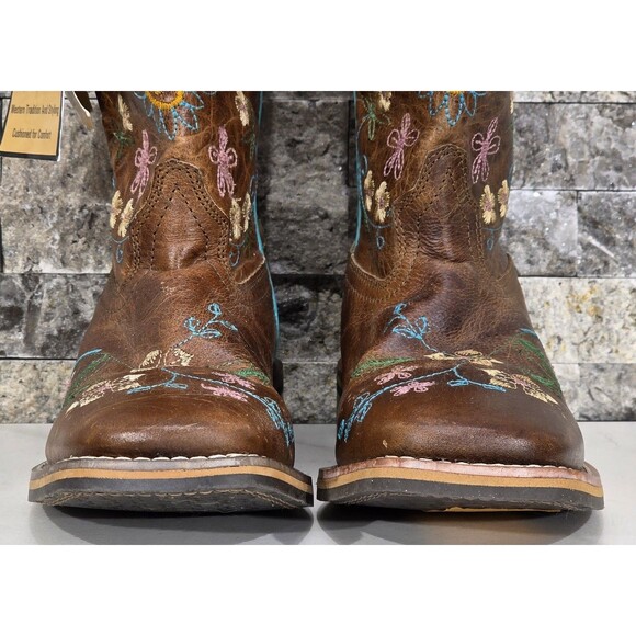 Smoky Mountain Girls Floralie Western Boots Brown Embroidered Square Toe 5.5 - Picture 8 of 15